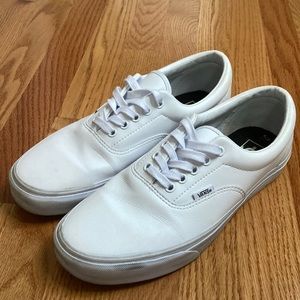 Mens 9.5, Womens 11 white leather vans